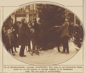 870329 Afbeelding van de kerstbomenmarkt op het Janskerkhof te Utrecht.